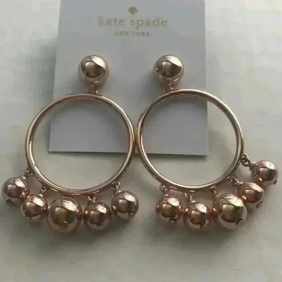 Kate Spade new Large Bauble Hoops w dangling balls - Picture 5 of 8
